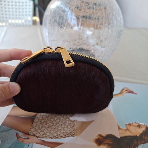 Leather wallet with high-quality fur, new