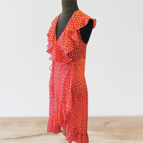 Midi dress red polka dot like new, size S