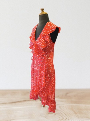 Midi dress red polka dot like new, size S