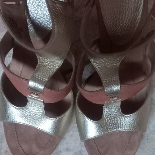 Nine West leather sandals used, size 39-40, gold and orange