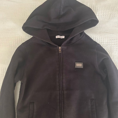 Dolce Gabbana kids set used, black cotton fabric, zipper defect