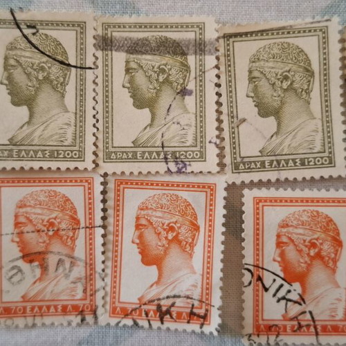 Greek stamps used, set of 10, old