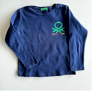 Μακρυμάνικο μπλουζάκι Benetton μπλε για 4 χρονών αγόρι