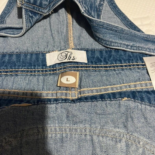 Denim salopette like new with knee rips, size L
