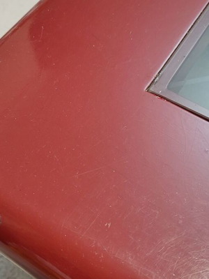 Coffee table used, lacquered solid MDF, red-chinese color