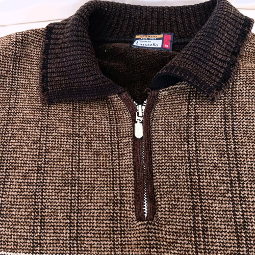 Knitted yarn men's sweater used, size M, brown