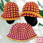 Handmade Bucket Hat "Raspberry & Mustard"