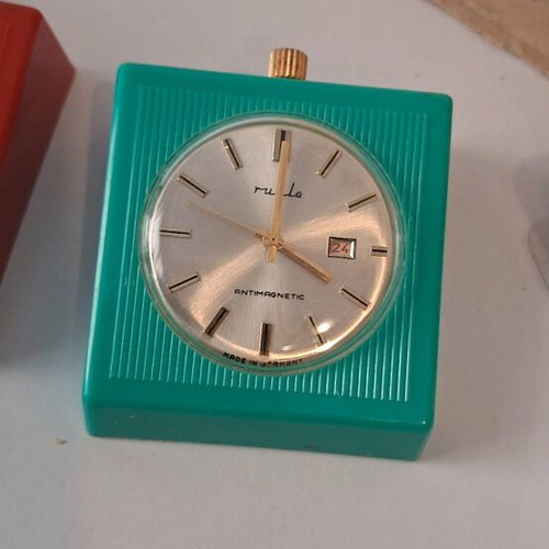 Ruhla table clocks wind-up like new, 4 colors with boxes