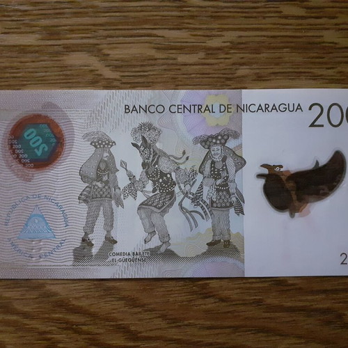 Nicaragua 200 Corcobas 2022 polymer banknote new