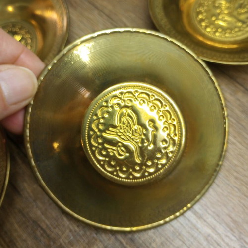 Turkish brass tea saucers like new, set of 6