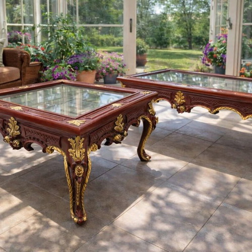 Faux-Victorian Bijouterie Vitrine Cocktail Low Table Set like new