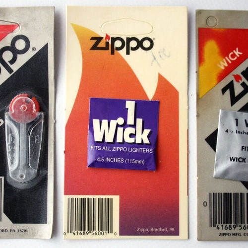 Zippo flint and wick replacement cards, old, set of 3