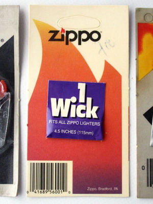 Zippo flint and wick replacement cards, old, set of 3