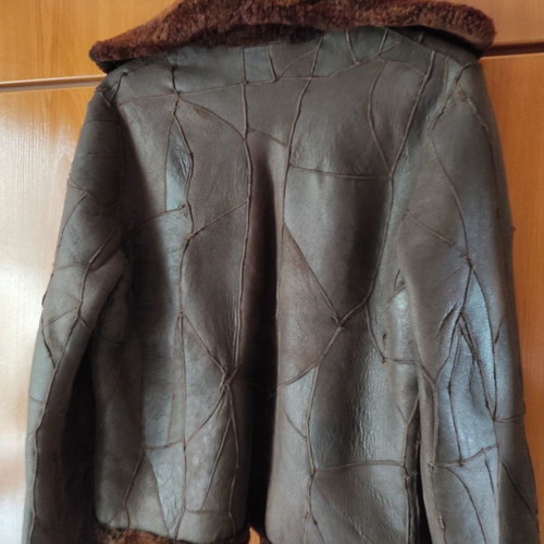 Leather-mouton jacket like new, brown, fur-lined reversible
