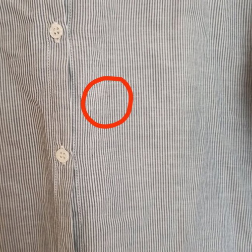 Philosophy shirt medium striped gray white used with small stain