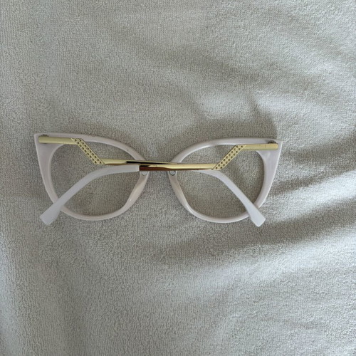 Glasses without myopia lenses, pink and gold accessory