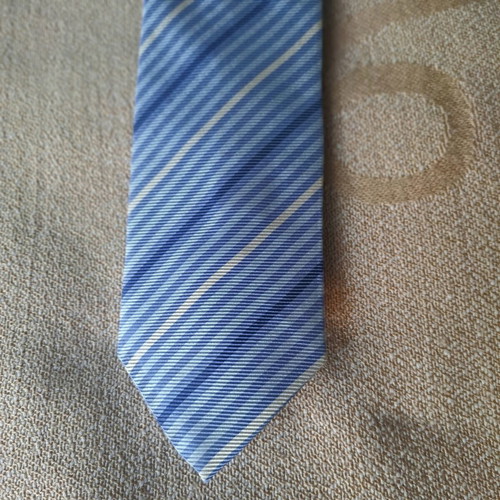 Amedeo Rusca Italian silk tie blue shades with white stripes