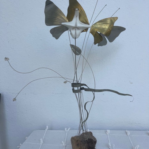 Decorative angel made of wood and metal, 35 cm height
