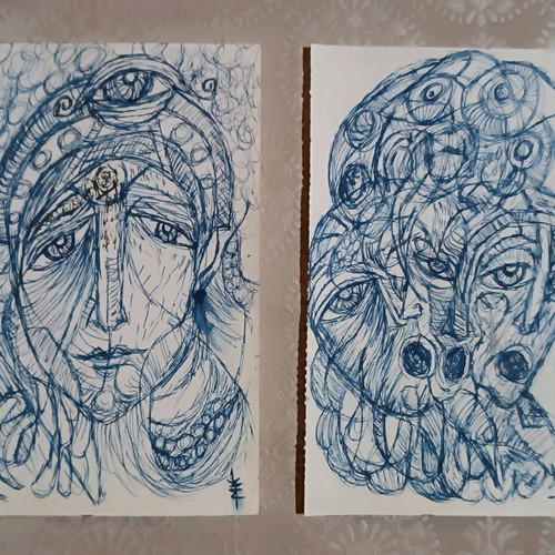 Pen sketches diptych Enorasi made to order