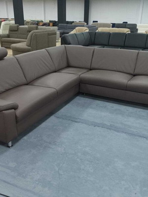 Leather corner sofa with sleep function mocha color Vito Spring new