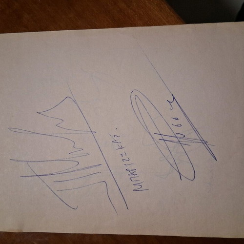 Handwritten autographs of Panathinaikos players used, authentic