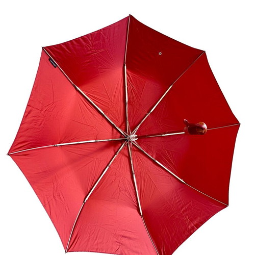 Vintage Longchamp Pierre Vaux folding umbrella, like new, red