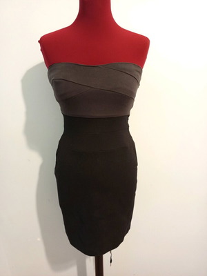 Promod Strapless Mini Dress like new, black and gray