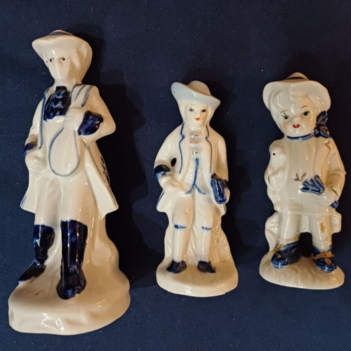Vintage porcelain male figurines set of 3 used