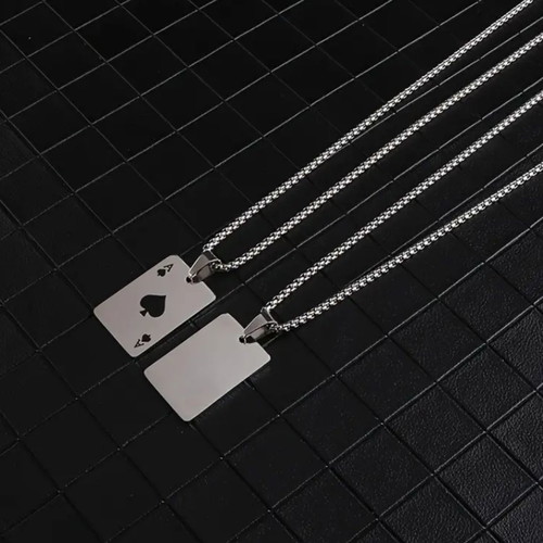 Vintage Poker Pendant Necklace made of Stainless Steel new