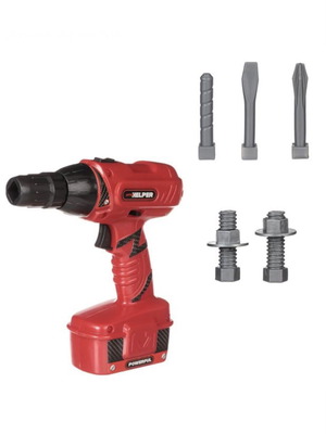 Toy Drill with Sound and 7 Accessories, Red, 17.5 cm, New