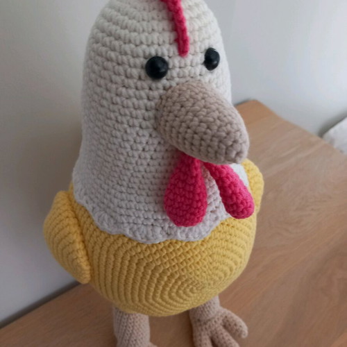 Handmade knitted chicken doll 35cm new