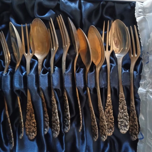 Silver small fruit dessert cutlery set of 12, 800 silver grade, new