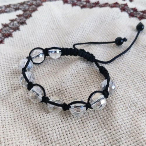 Macrame bracelet new with Swarovski crystals black and white