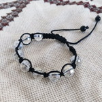 Macrame bracelet new with Swarovski crystals black and white