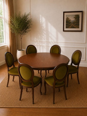 Dining table set with 6 chairs like new, solid wood