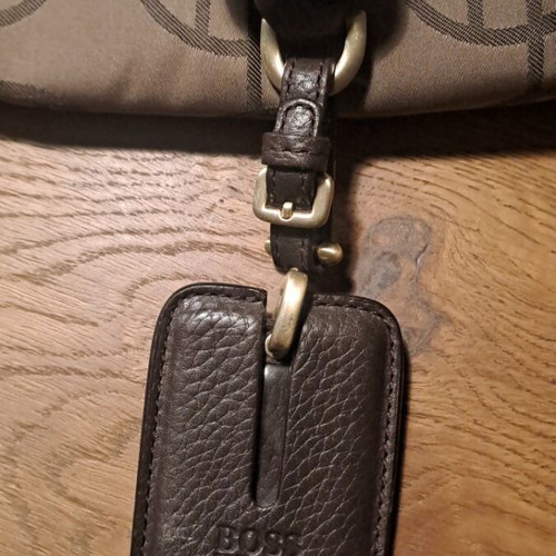 Boss shoulder bag like new, leather and fabric beige and brown