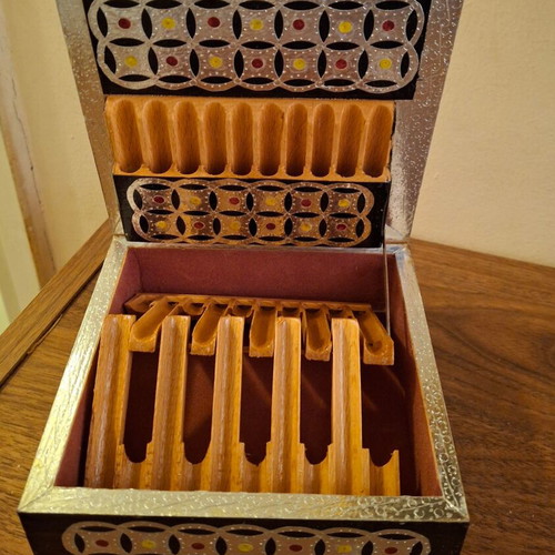 WOODEN CIGARETTE CASE AMAZING 70'S UNUSED