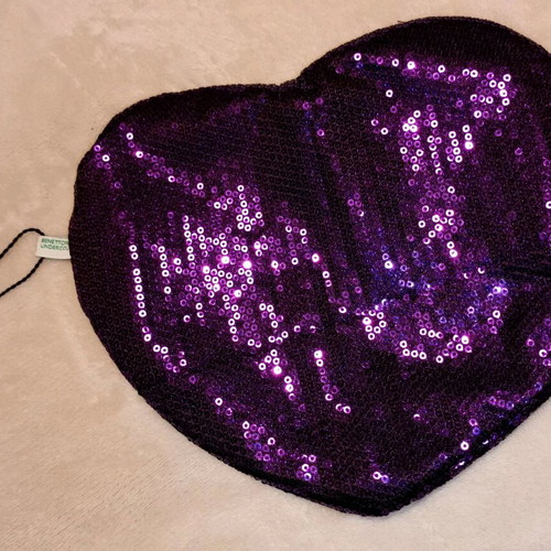Benetton clutch bag with purple sequins new