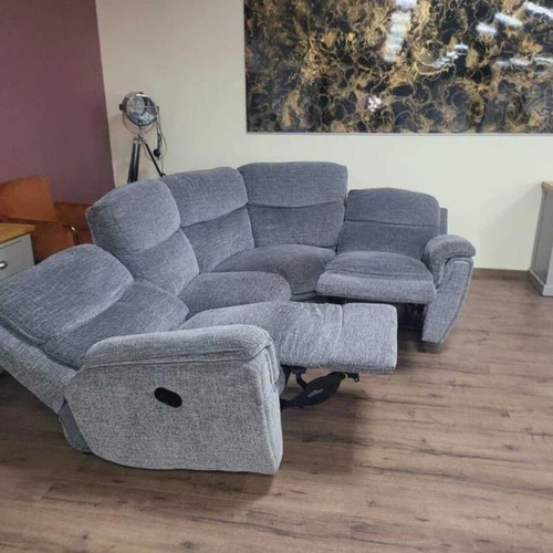 Gray fabric corner sofa with manual reclining mechanism new