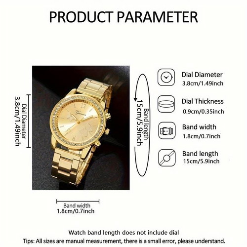 Gold watch and 5 elegant jewelry pieces set new