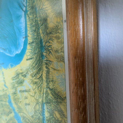 Large physical geomorphological map of world and Mediterranean like new