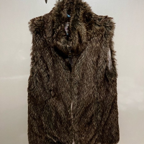 Fur vest animal print like new, brown, size XS