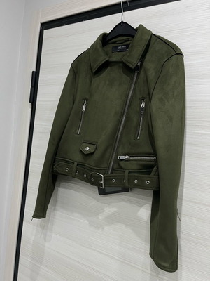 Zara women's jacket like new, green suede medium