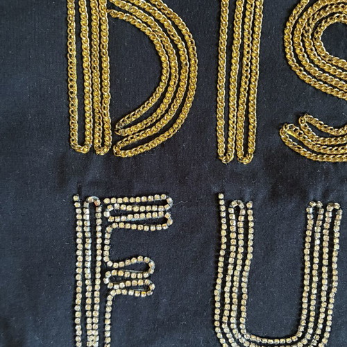 Trash & Luxury Disco Funk Embellished Open Back Cropped Top Size S like new