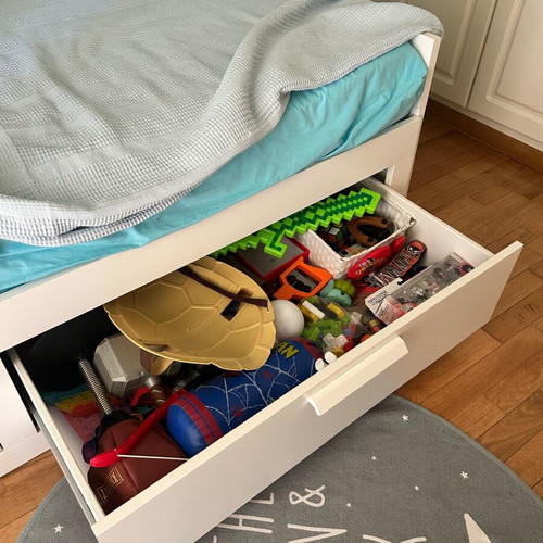 Brimnes single bed with Micke desk and 2 foam mattresses used