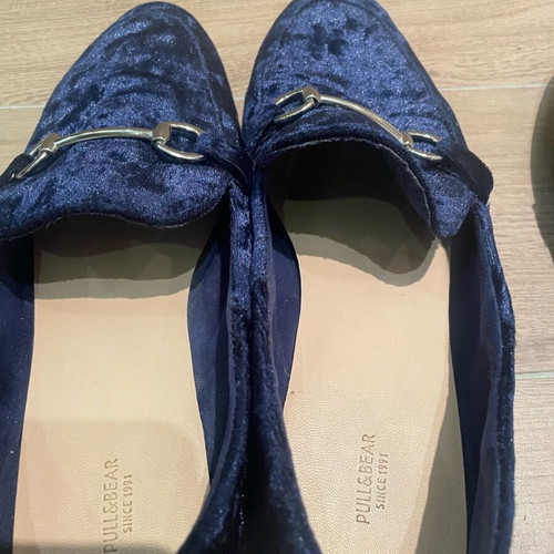 Loafers Bershka used, velvet blue and black, size 39, 2 pairs