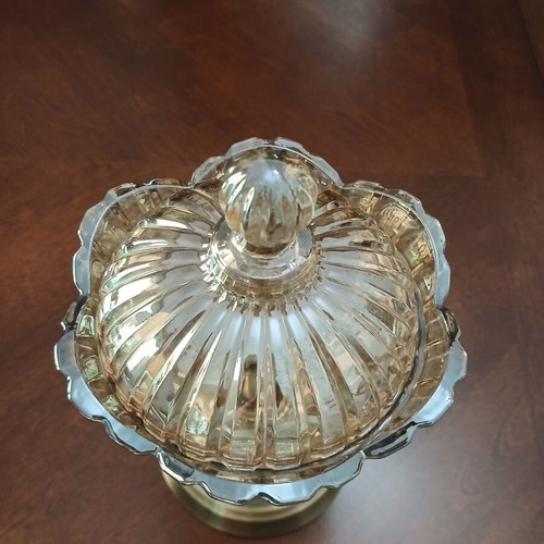 Iridescent crystal fondue pot in excellent condition