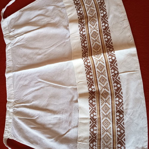 Vin Dance Waist Apron linen fabric with traditional woven design like new