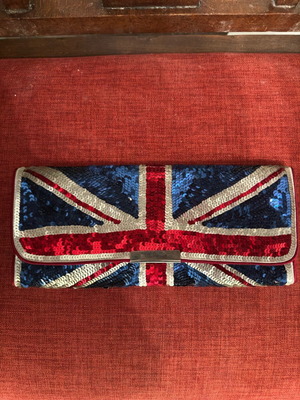 Τσάντα φάκελος χιαστί με πούλιες σαν καινούργια, μπλε και κόκκινη