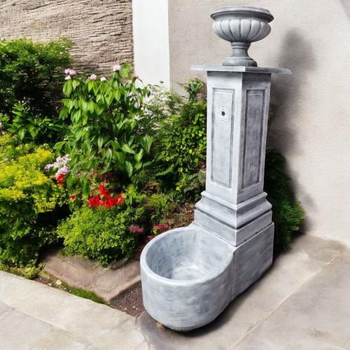 Garden fountain Selena concrete with white and gray planter
